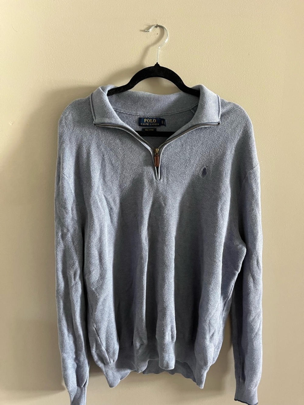 Ralph Lauren Light Blue Quarter-Zip Polo Sweater